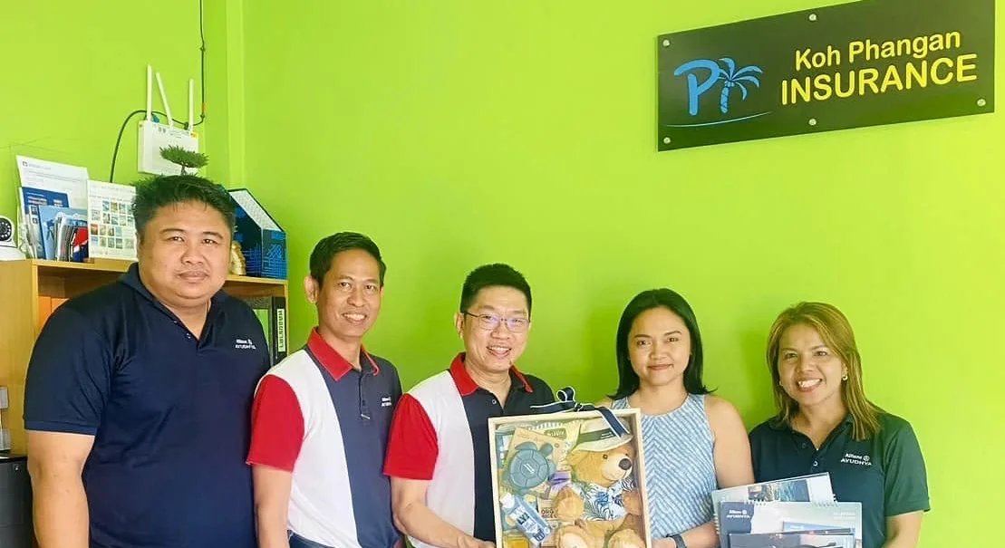 The local Koh Phangan Insurance team in their office, from the supplied reference